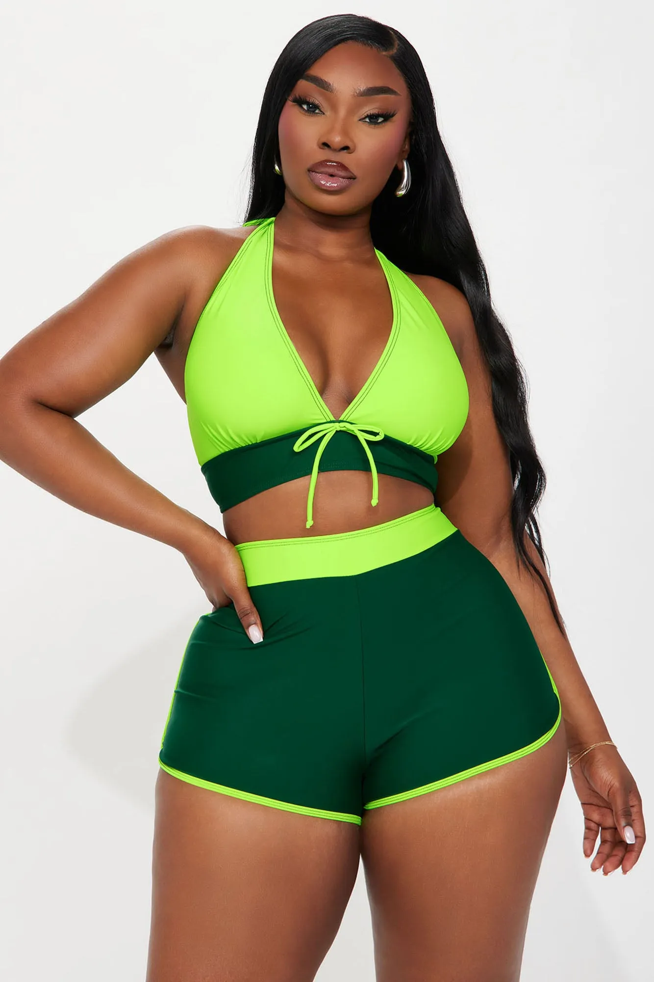 Carleta Boyshort 2 Piece Bikini - Green/combo sold by Fashion Nova product image thumbnail 4