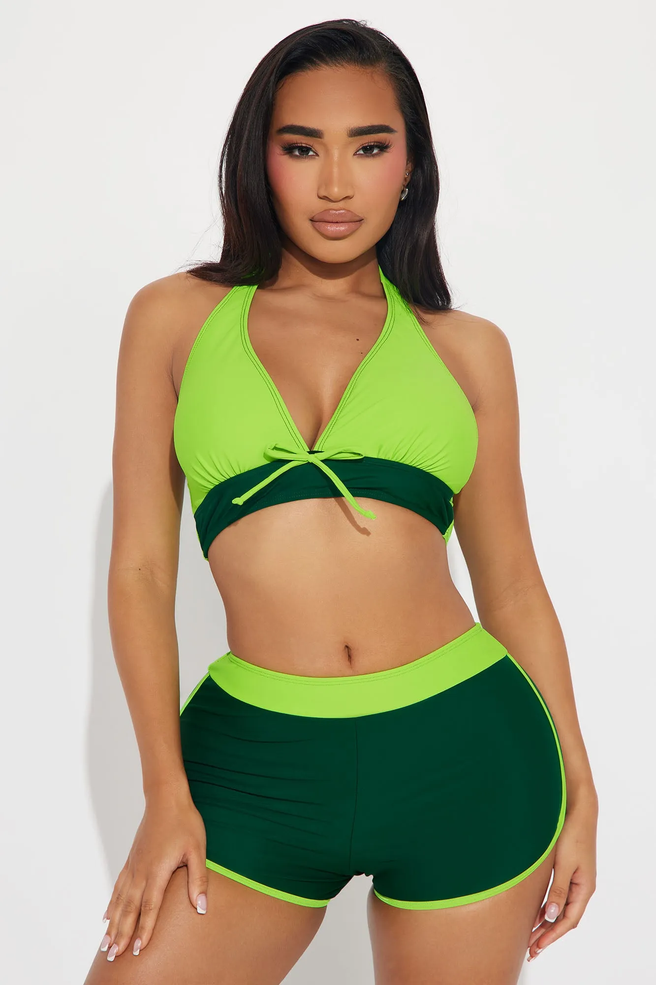Carleta Boyshort 2 Piece Bikini - Green/combo sold by Fashion Nova