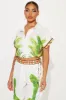 Tropical Oasis Satin Jogger Set - White/combo sold by Fashion Nova