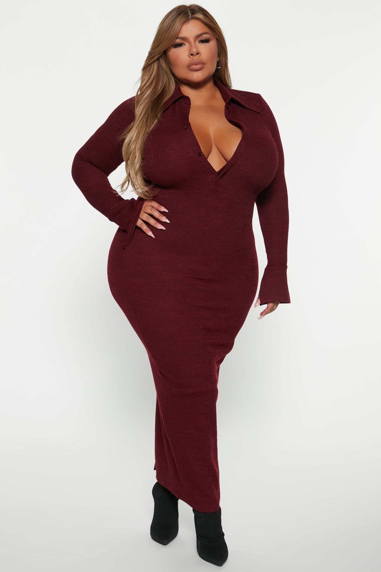 Sweeter Than Sugar Sweater Maxi Dress - Burgundy sold by Fashion Nova product image thumbnail 4
