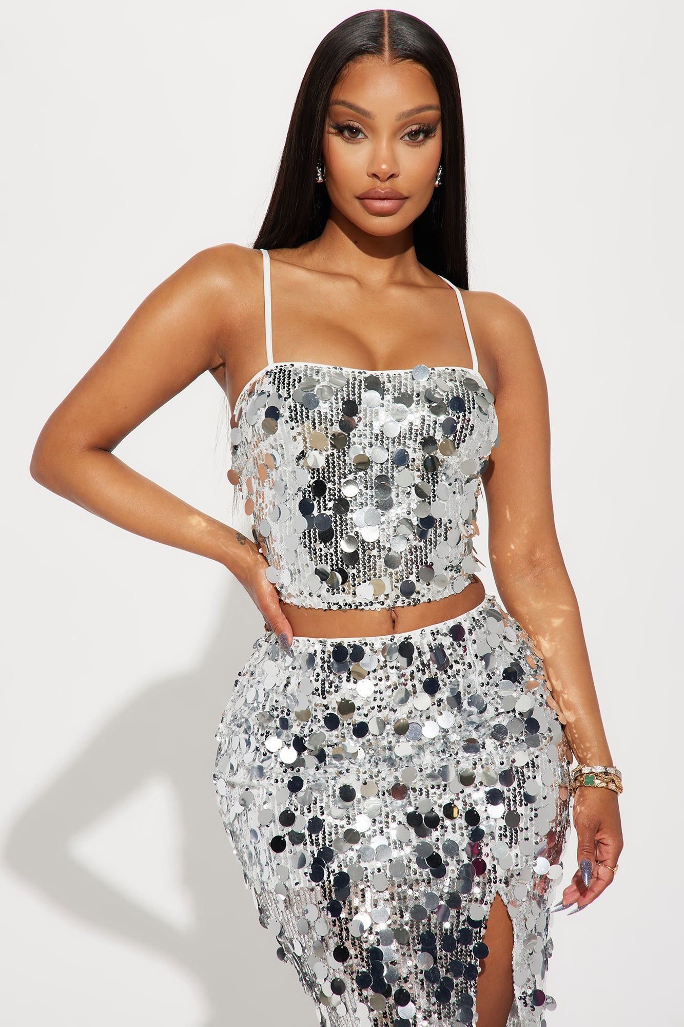 Radiant Sequin Skirt Set - Silver sold by Fashion Nova product image thumbnail 2