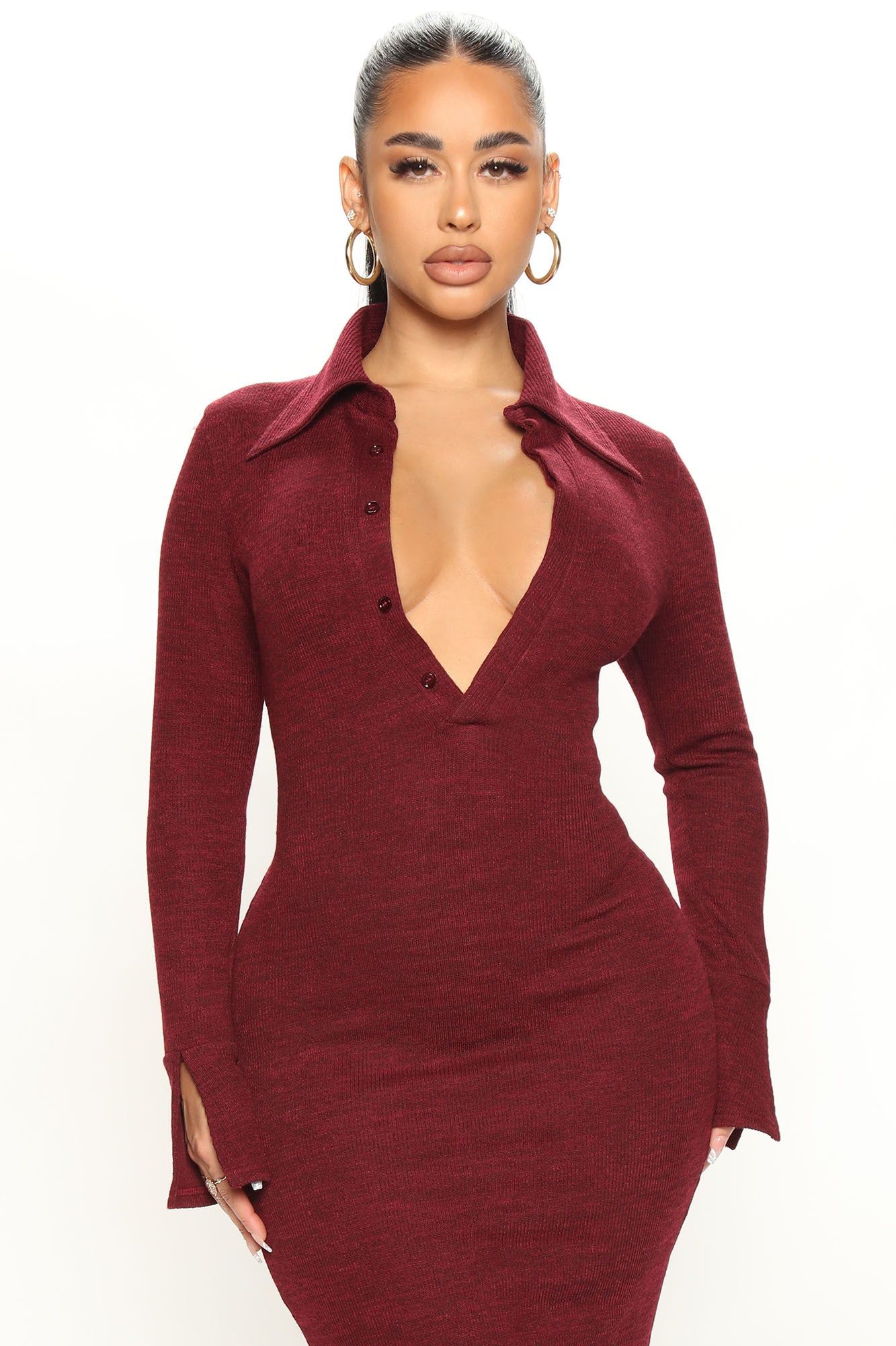 Sweeter Than Sugar Sweater Maxi Dress - Burgundy sold by Fashion Nova product image thumbnail 2