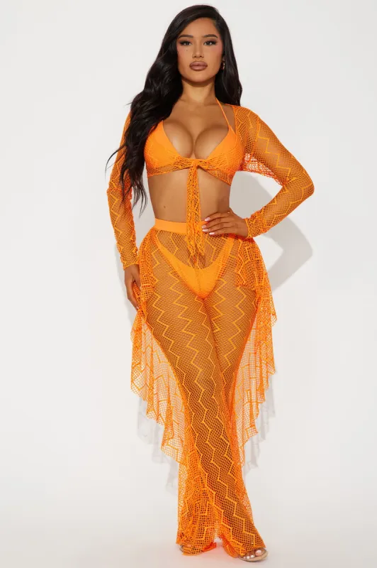 Summer Daydream Ruffle 4 Piece Bikini Set - Orange sold by Fashion Nova