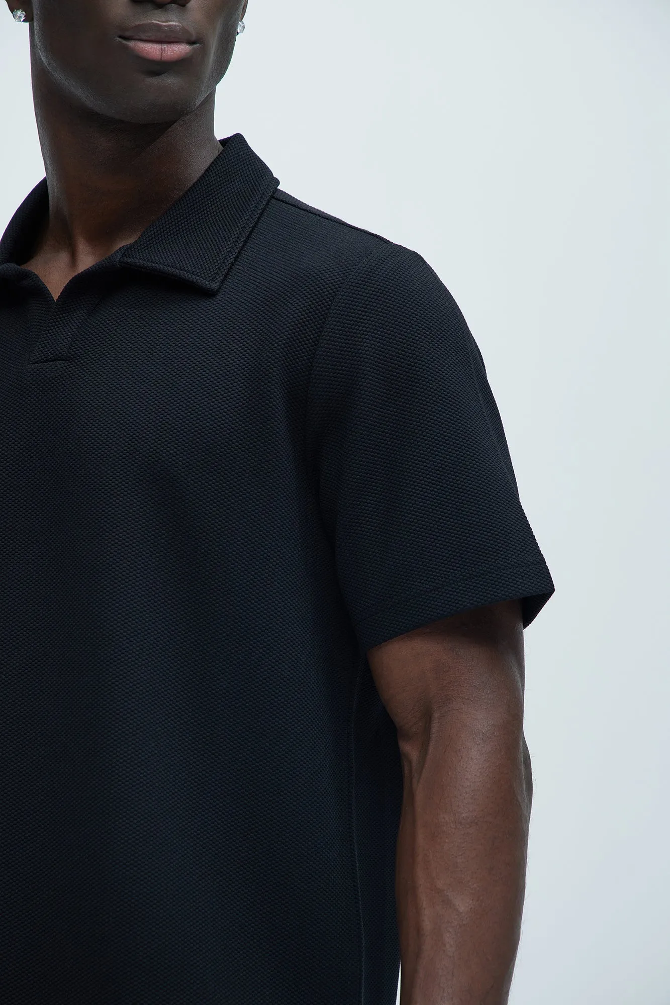 Kamryn Textured Short Sleeve Polo - Black sold by Fashion Nova product image thumbnail 3