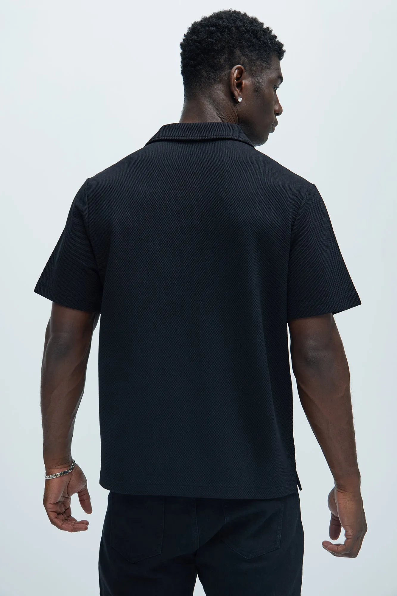Kamryn Textured Short Sleeve Polo - Black sold by Fashion Nova product image thumbnail 4