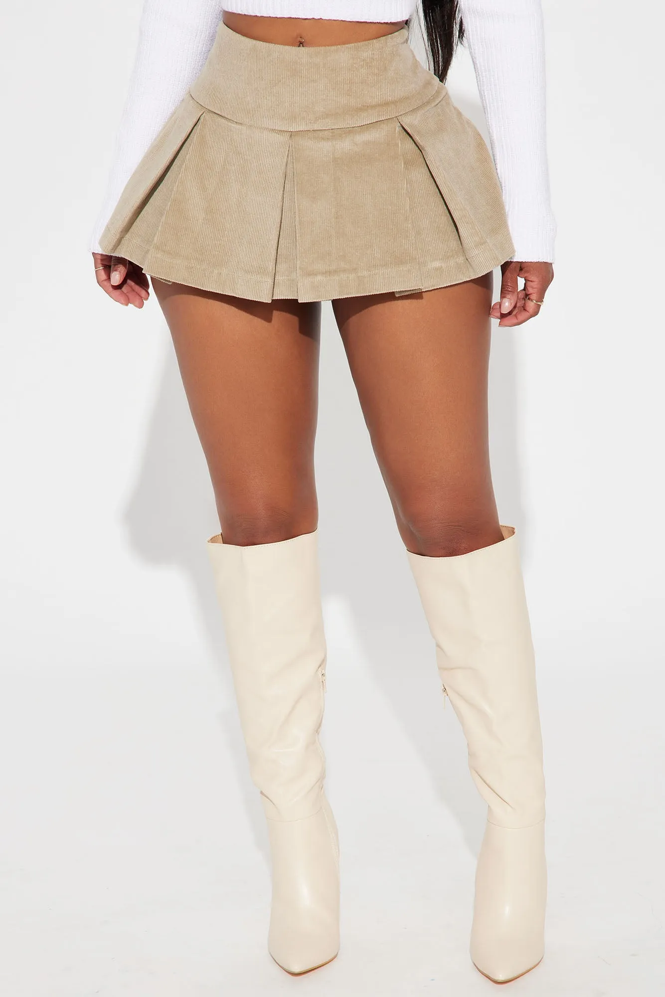 Say Yes Corduroy Micro Mini Skort - Khaki sold by Fashion Nova product image thumbnail 2