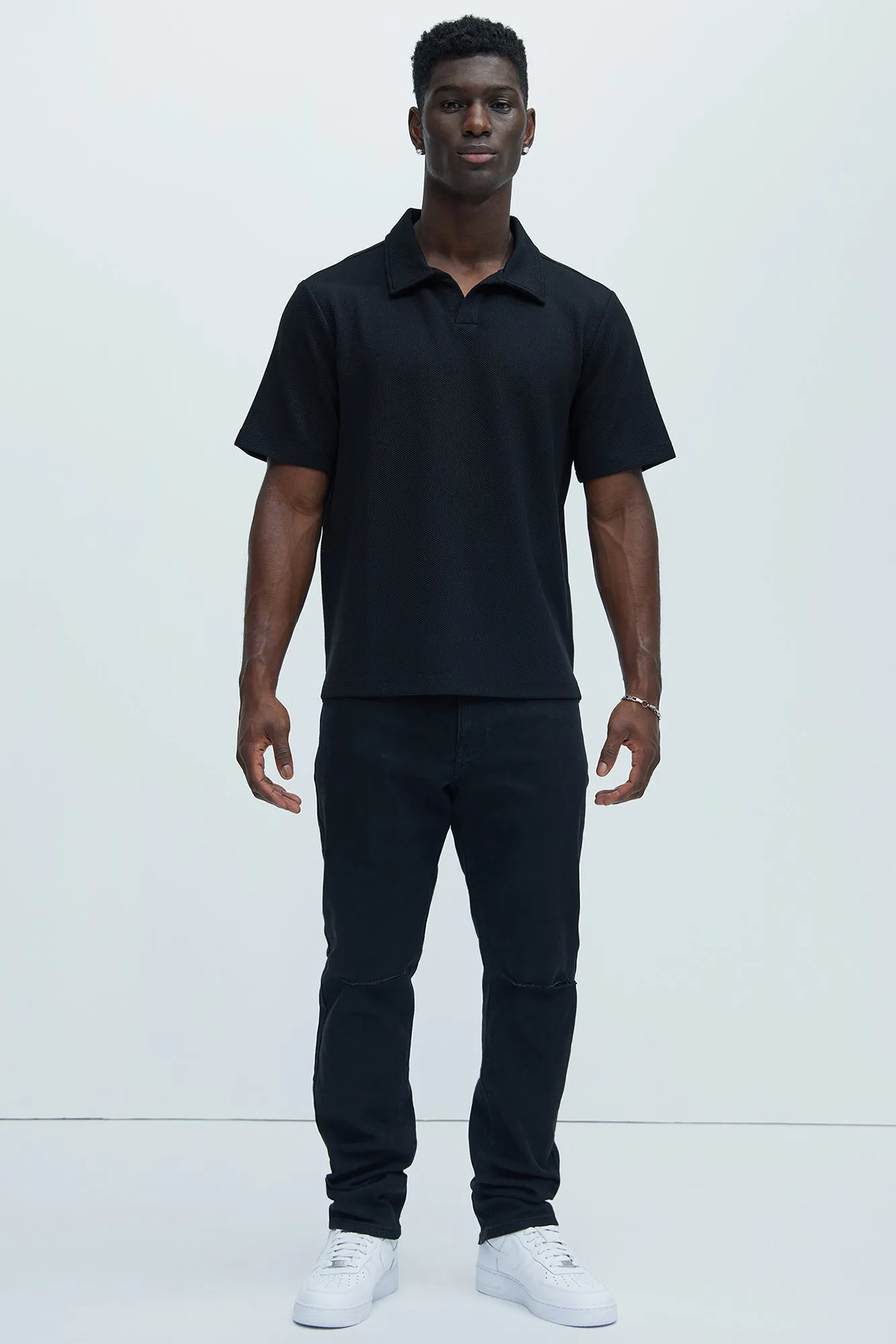 Kamryn Textured Short Sleeve Polo - Black sold by Fashion Nova product image thumbnail 2