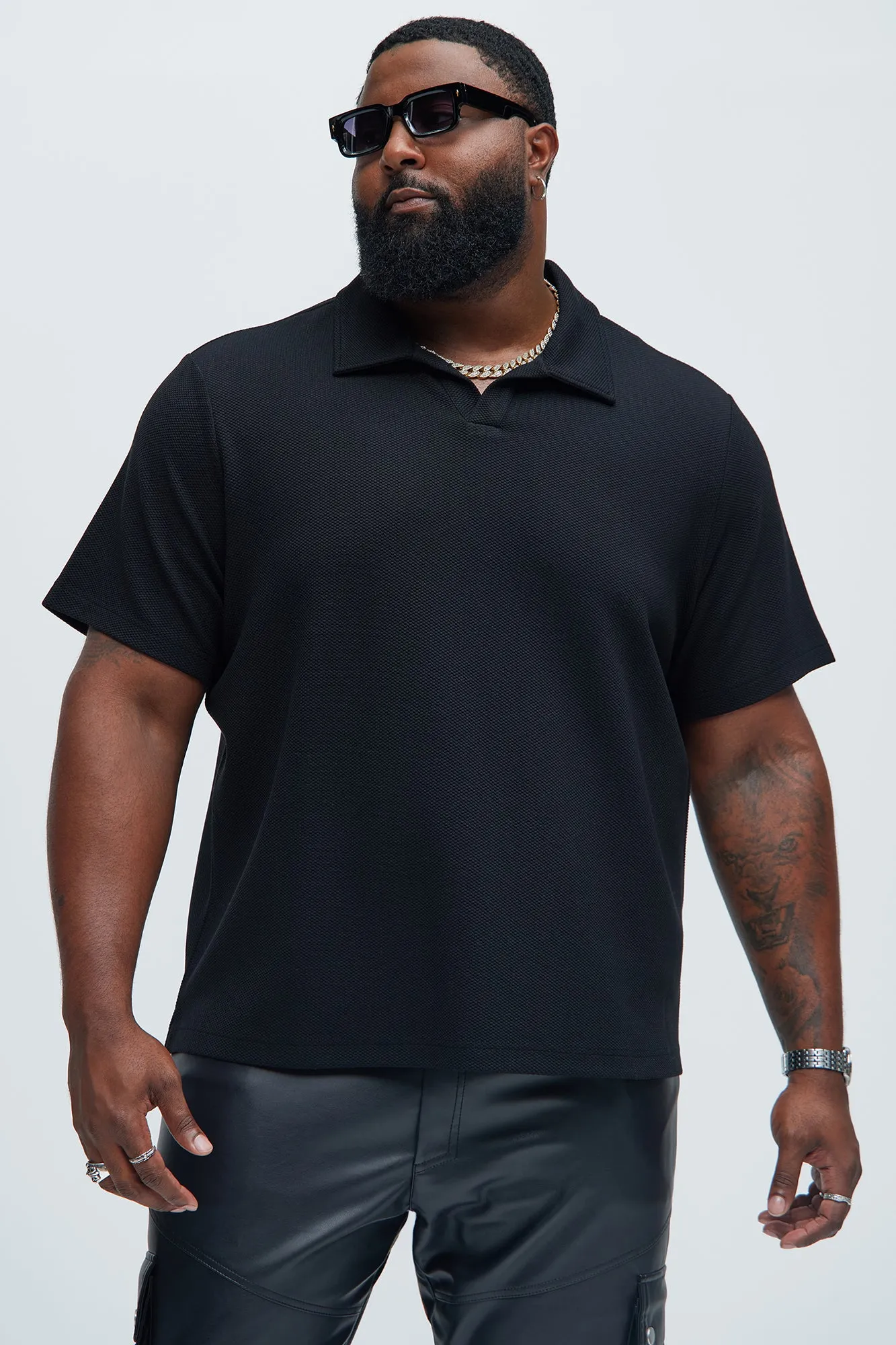 Kamryn Textured Short Sleeve Polo - Black sold by Fashion Nova product image thumbnail 5