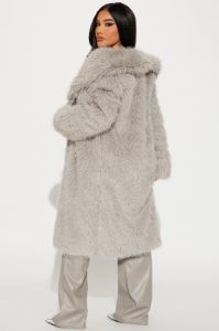 Dreamin' Big Faux Fur Coat - Grey sold by Fashion Nova