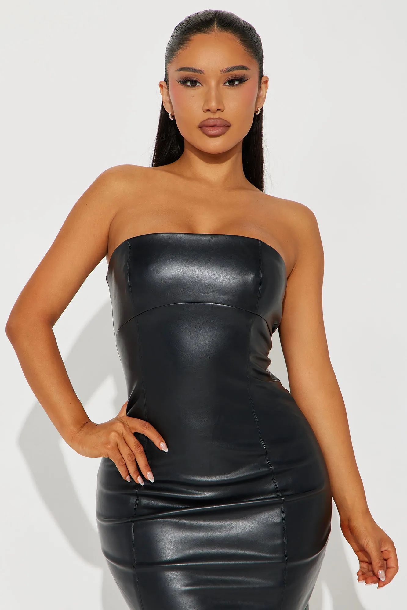 Call Me Faux Leather Midi Dress - Black sold by Fashion Nova product image thumbnail 2