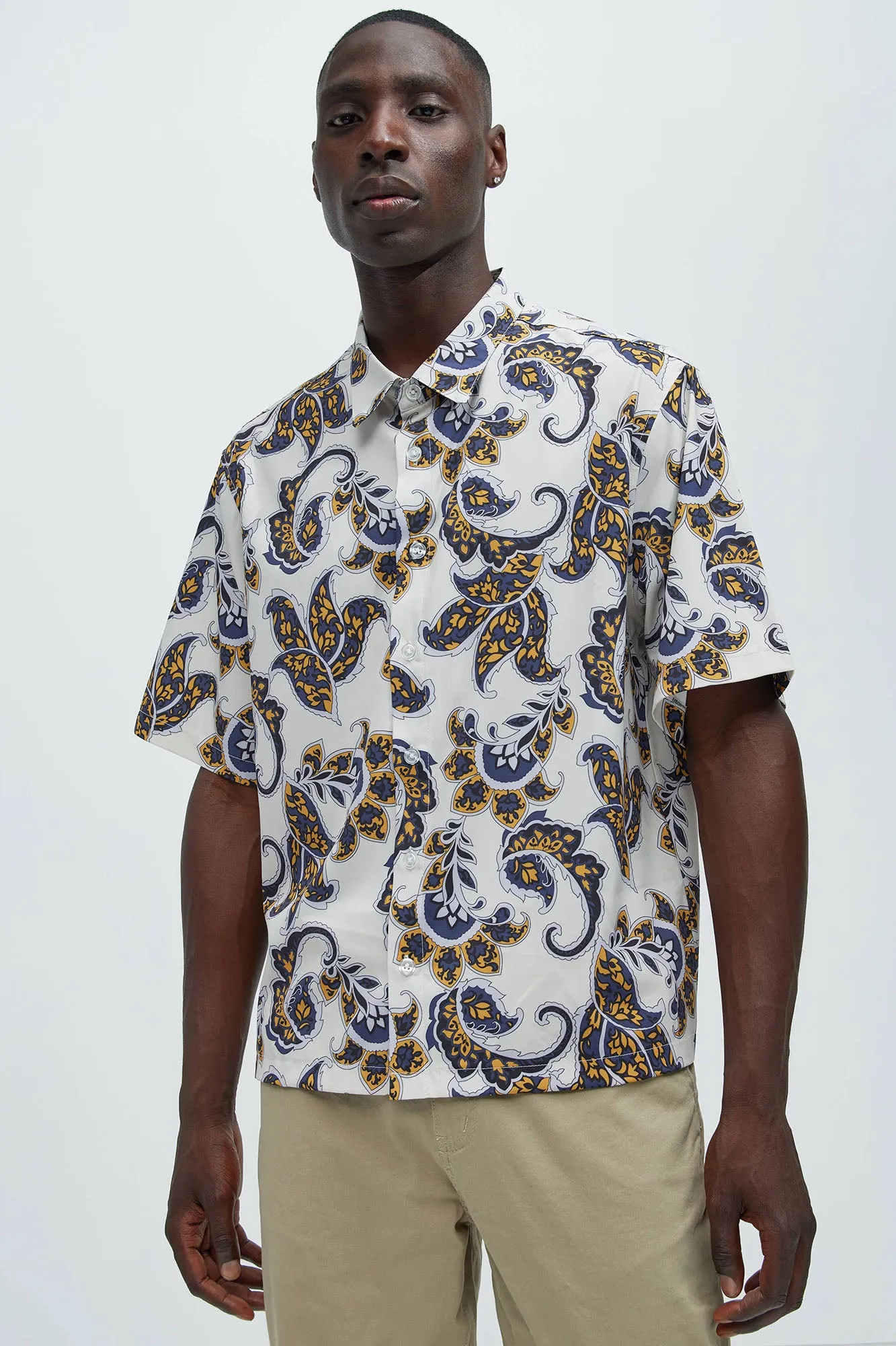 Tyler Paisley Shirt - White/combo sold by Fashion Nova