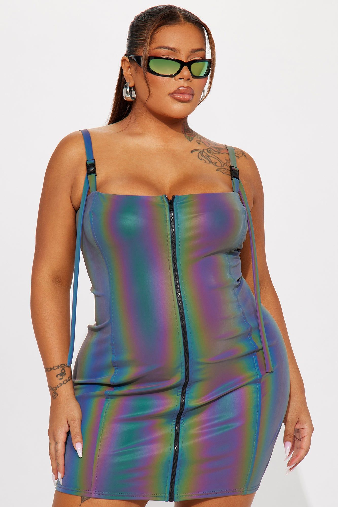 Zip It and Clip It Reflective Mini Dress - Multi Color sold by Fashion Nova product image thumbnail 5