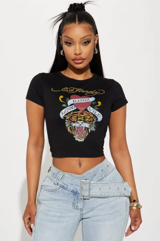Tiger Heart Ed Hardy Baby Tee - Black sold by Fashion Nova