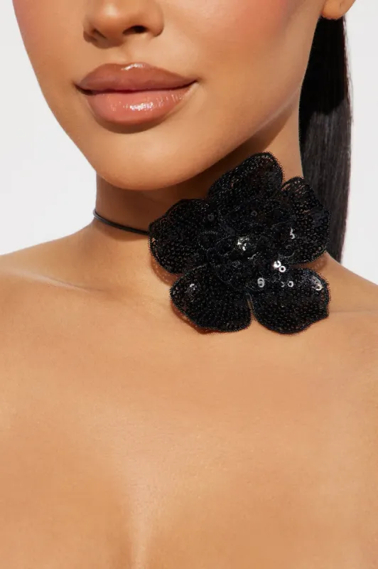 Oh So Sequin Floral Choker  - Black sold by Fashion Nova