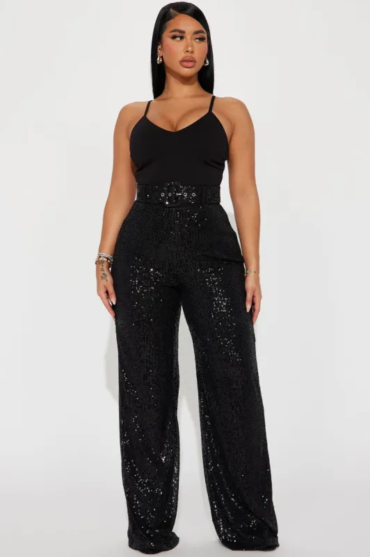Shiniest Star Sequin Jumpsuit - Black sold by Fashion Nova