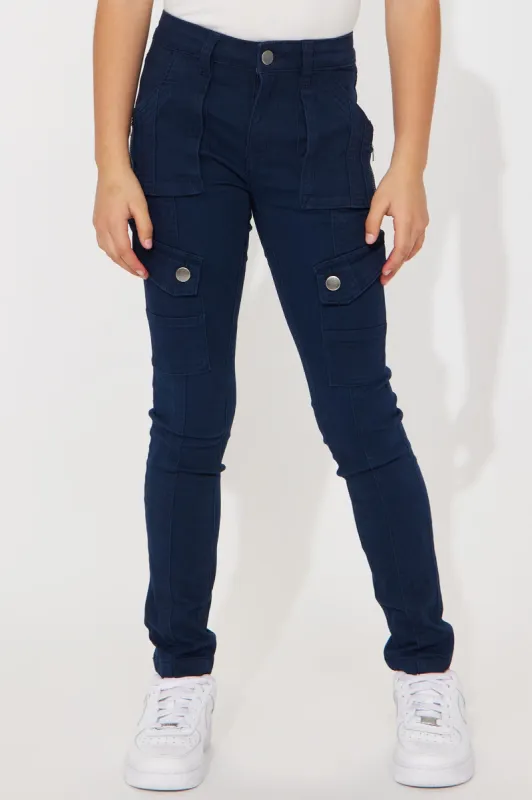 Mini Twill Skinny Cargo Pants - Navy sold by Fashion Nova