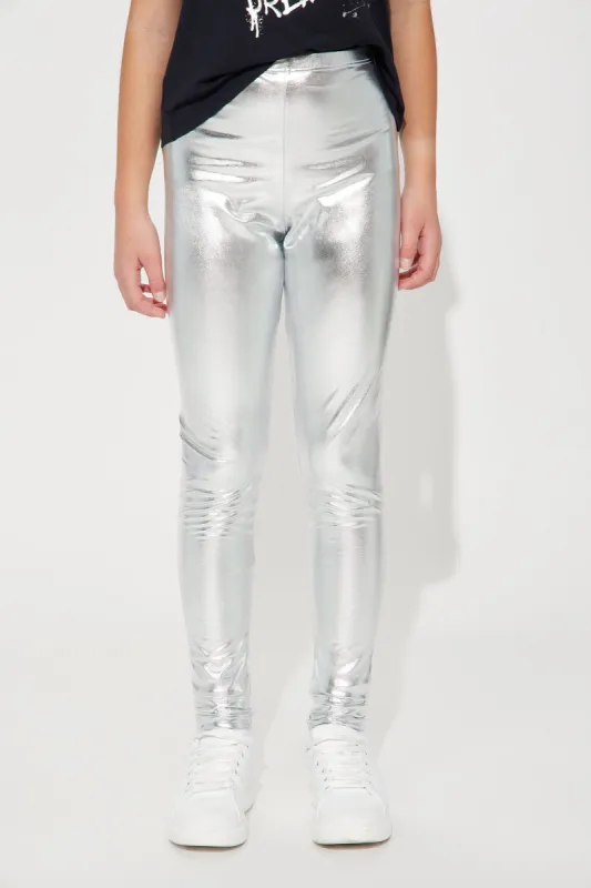 Mini Liquid Drip Legging - Silver sold by Fashion Nova