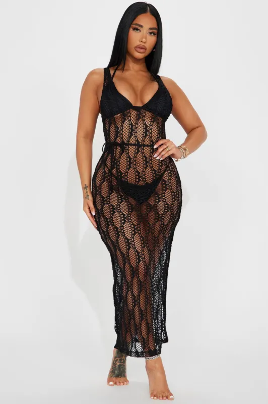 Beach Days Together Cover Up Dress - Black sold by Fashion Nova