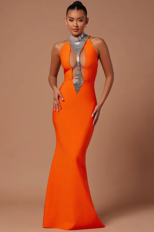 Aeryn Embellished Gown - Orange made by Fashion Nova
