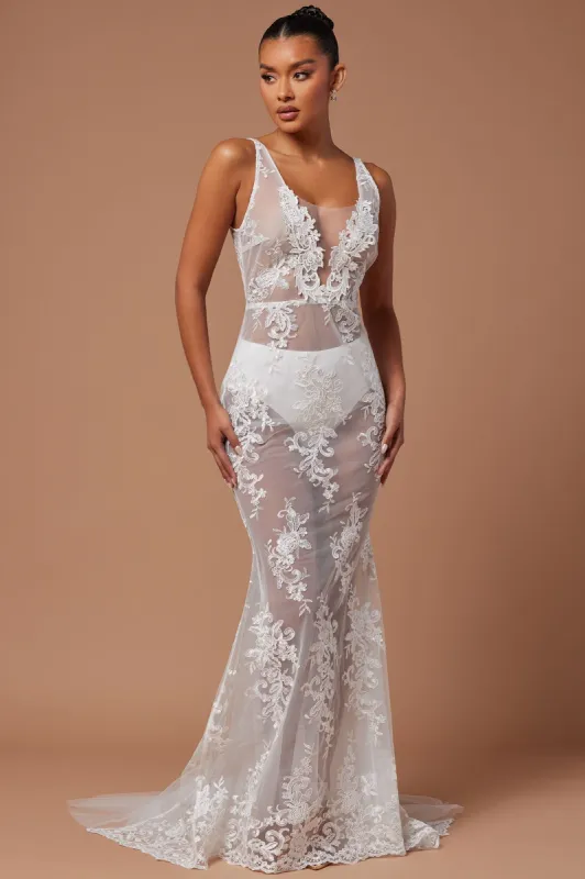Clarice Lace Gown - White sold by Fashion Nova