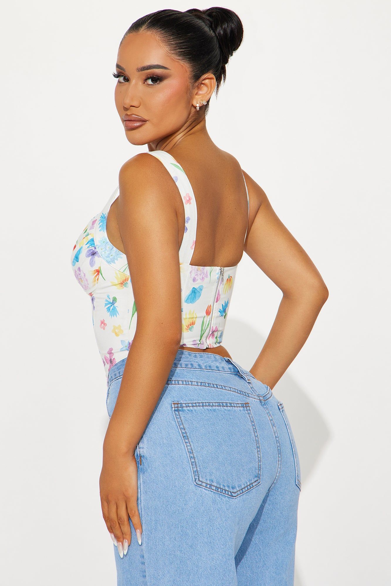Flower Girl Floral Corset Top - White/combo sold by Fashion Nova product image thumbnail 3