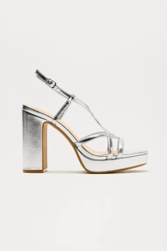Preslie Heeled Sandals - Silver sold by Fashion Nova