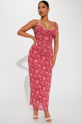 Carolina Mesh Maxi Dress - Red sold by Fashion Nova