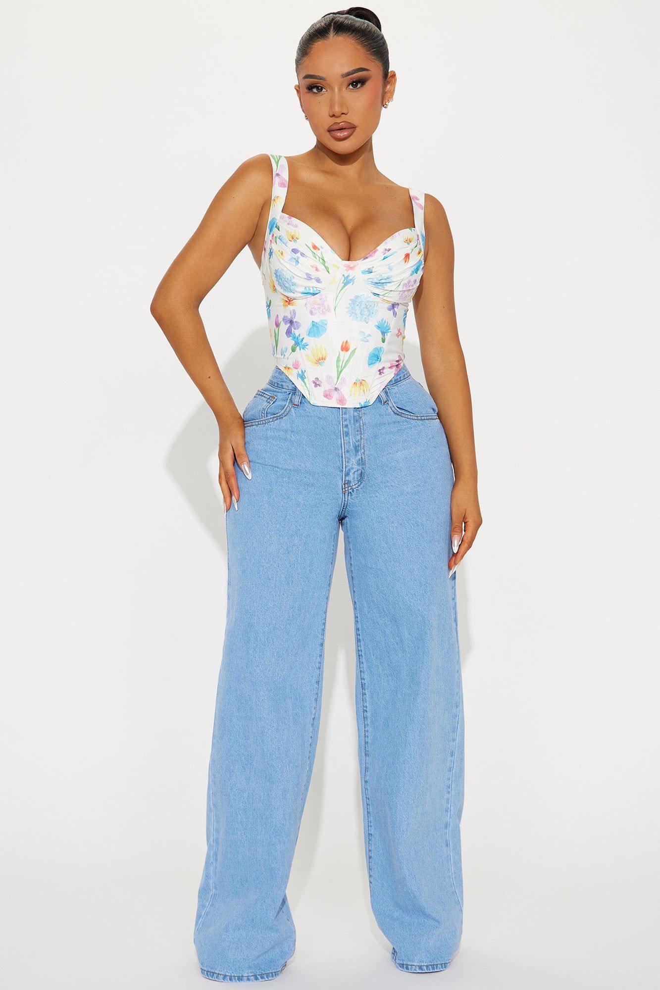 Flower Girl Floral Corset Top - White/combo sold by Fashion Nova product image thumbnail 2