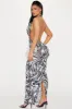 Celeste Backless Maxi Dress - Black/White sold by Fashion Nova
