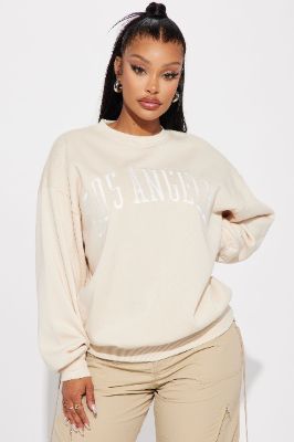 Los Angeles Embroidered Sweatshirt - Cream sold by Fashion Nova