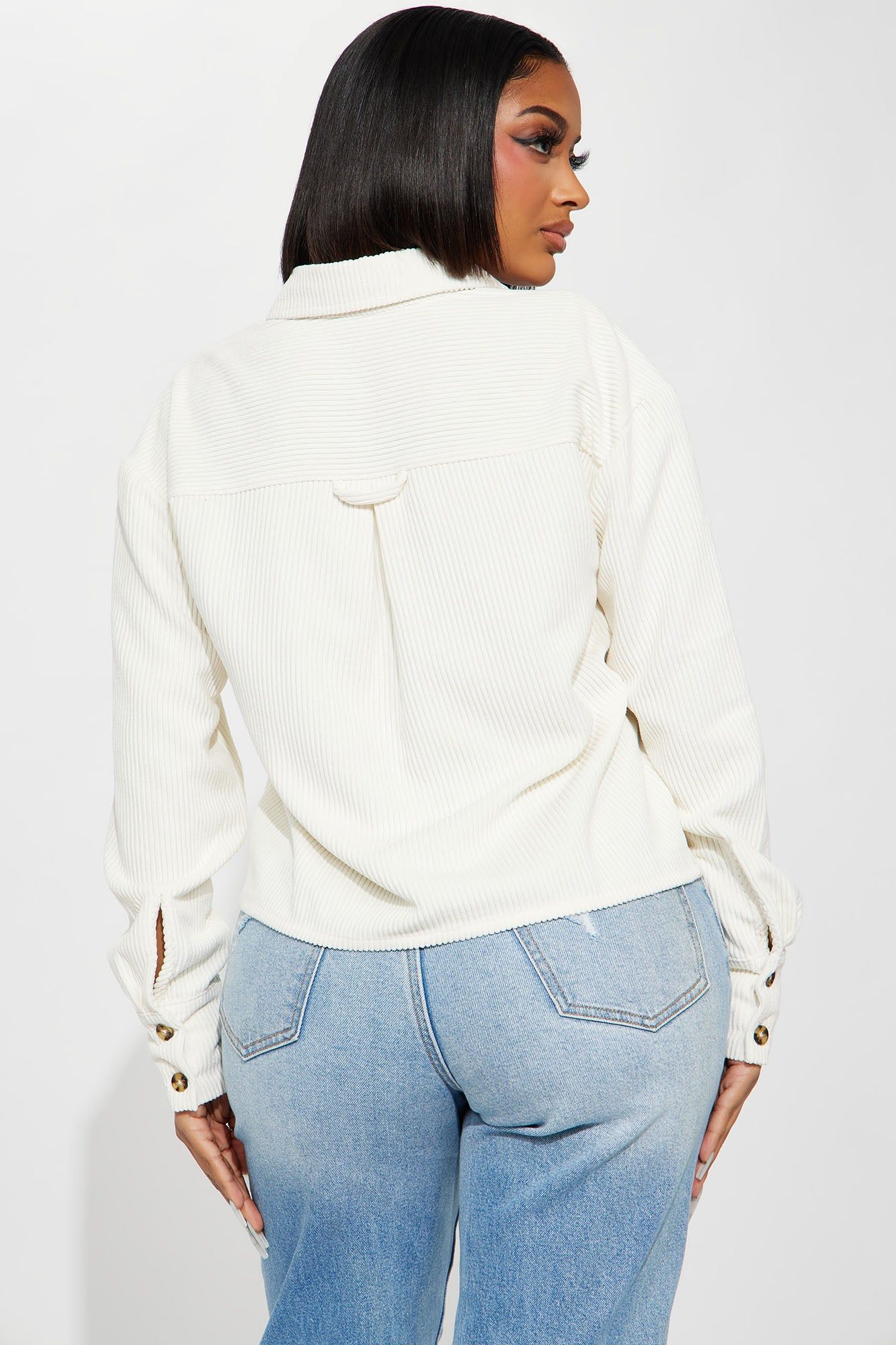 Zaire Corduroy Shirt - Off White sold by Fashion Nova product image thumbnail 3