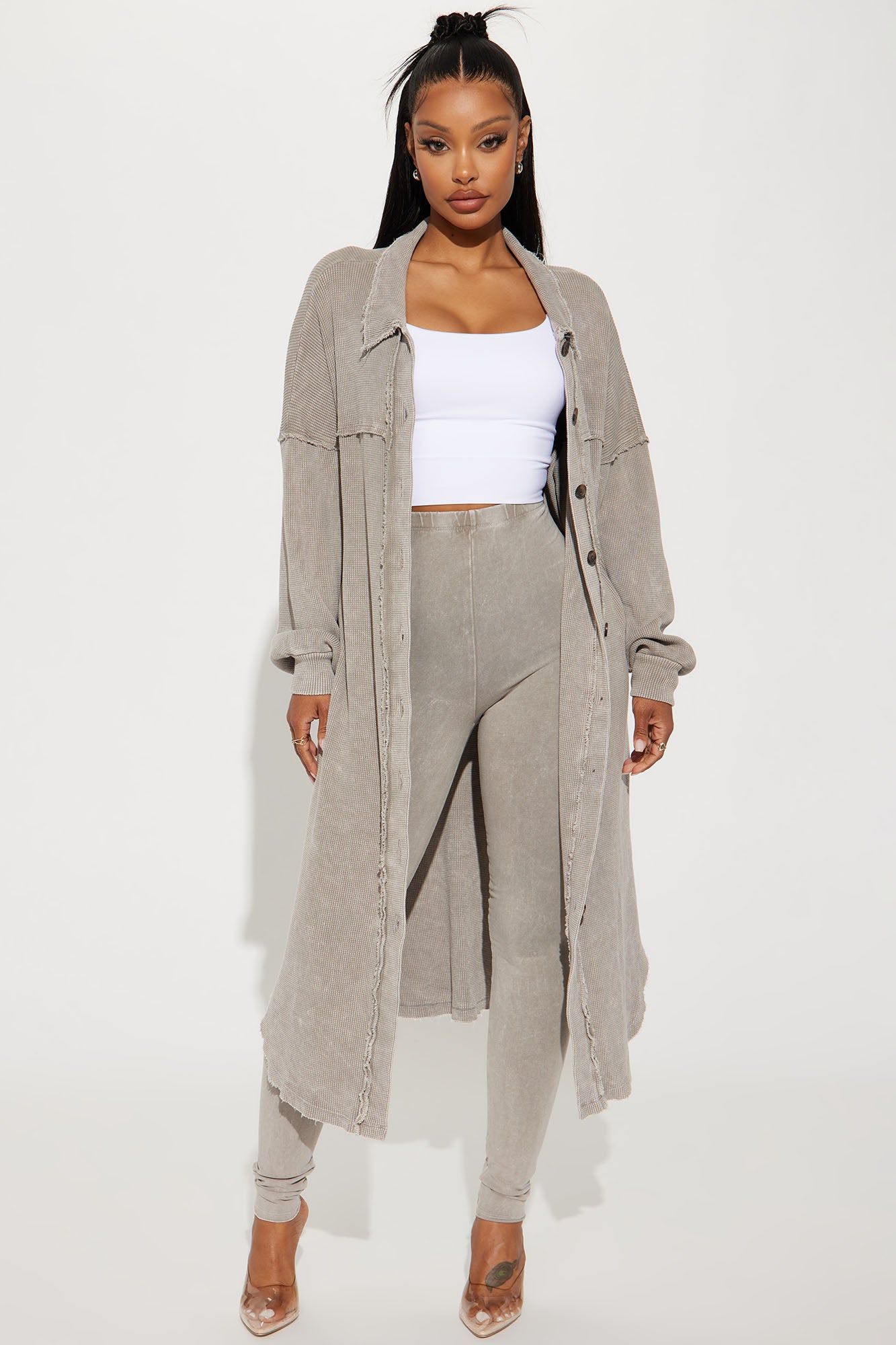 Cece Washed Legging Set - Taupe sold by Fashion Nova