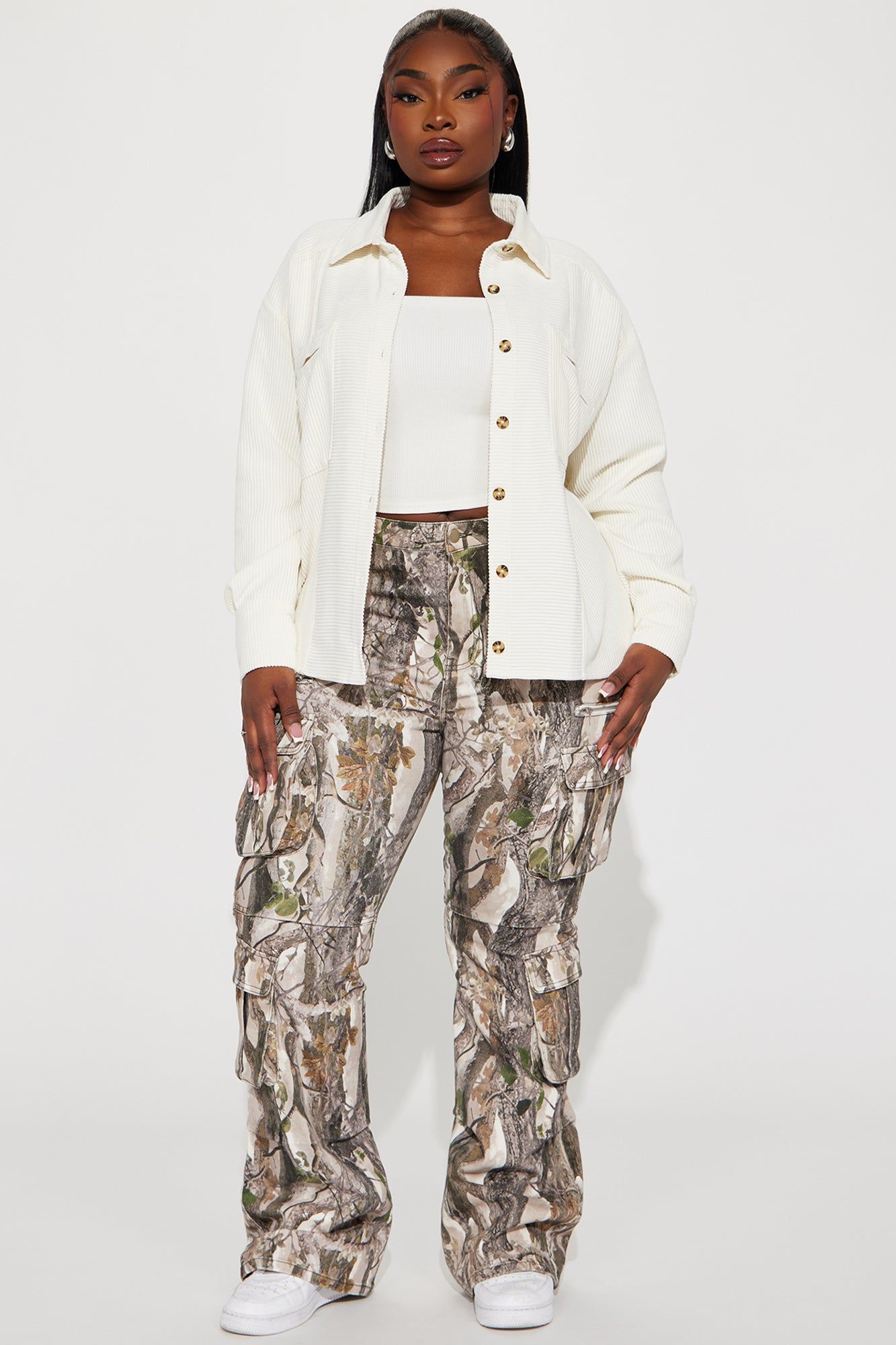 Zaire Corduroy Shirt - Off White sold by Fashion Nova product image thumbnail 5