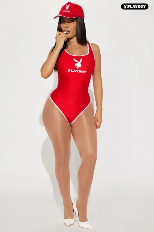 Playboy Beach Patrol Bunny 3 Piece Costume Set - Red sold by Fashion Nova