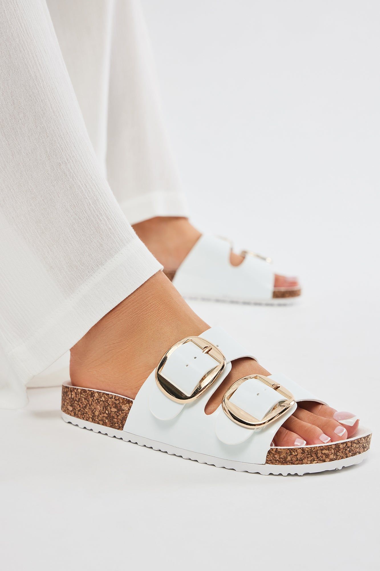 For Keeps Slides - White sold by Fashion Nova