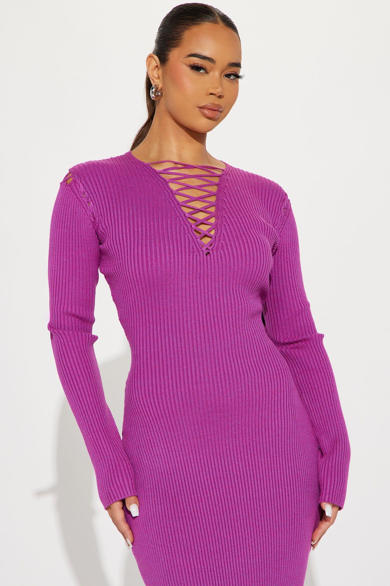 Sara Sweater Maxi Dress - Magenta sold by Fashion Nova product image thumbnail 2
