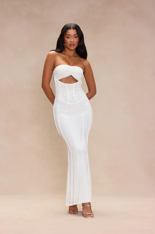 Ryliegh Mesh Maxi Dress - White sold by Fashion Nova