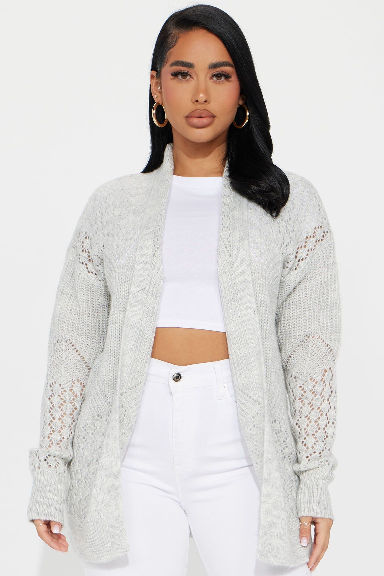 Warm And Cozy Times Cardigan - Heather Grey sold by Fashion Nova