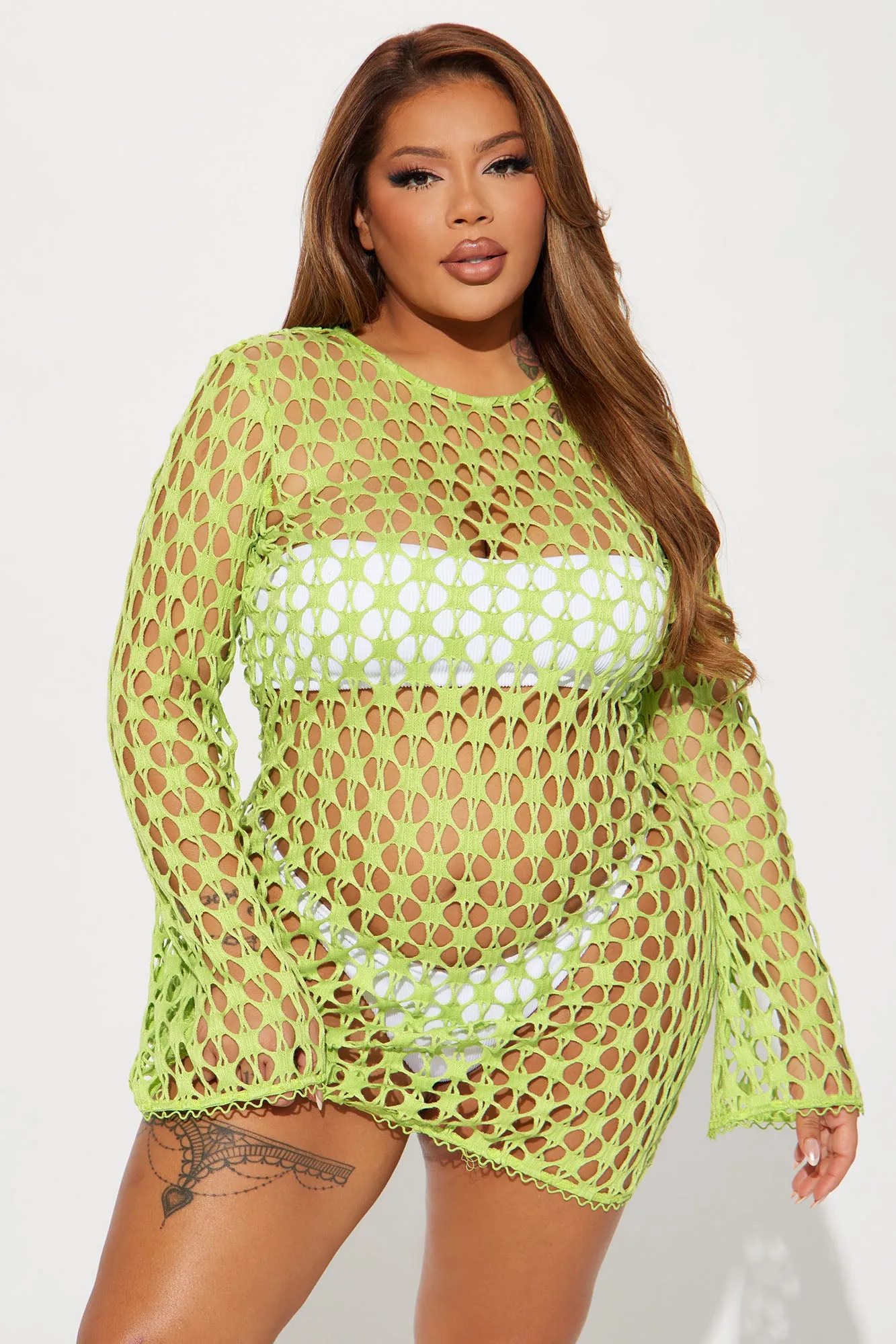 Summer Kiss Cover Up Mini Dress - Lime sold by Fashion Nova product image thumbnail 4