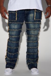 Square Pockets Fray Stacked Skinny Flare Jeans - Dark Wash sold by Fashion Nova
