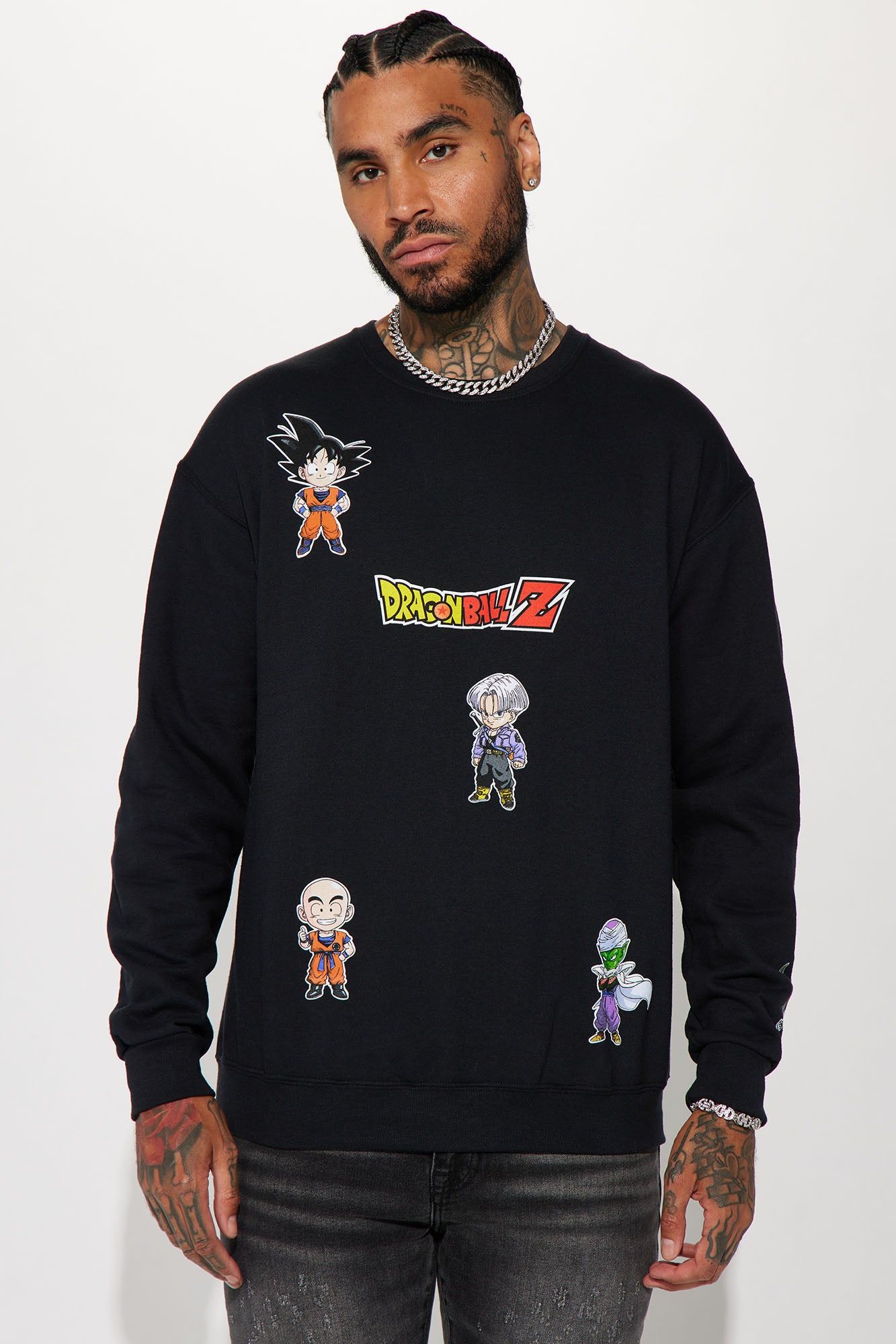 Dragon Ball Z Chibi Crew Neck Sweater - Black sold by Fashion Nova