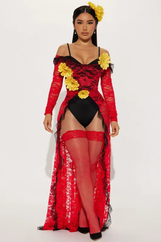 Night Of The Dead Music 2 Piece Costume Set - Red/combo sold by Fashion Nova