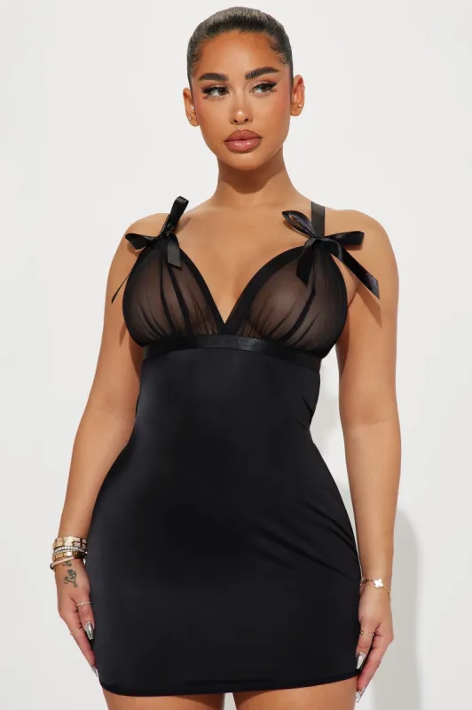 Mucho Amor Satin Babydoll - Black sold by Fashion Nova