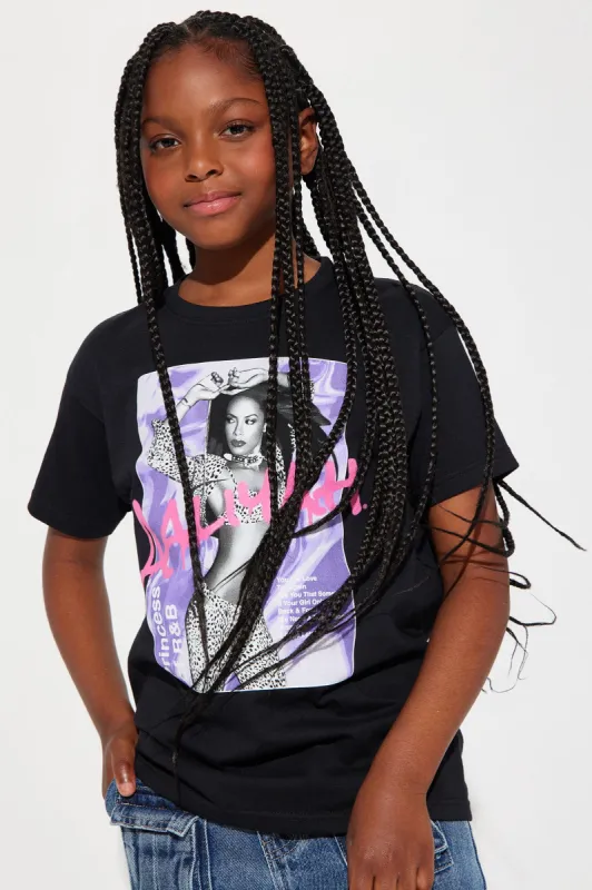 Mini Aaliyah Princess of R&B Tee - Black sold by Fashion Nova