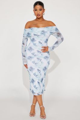 Rio Mesh Midi Dress - Green/combo sold by Fashion Nova