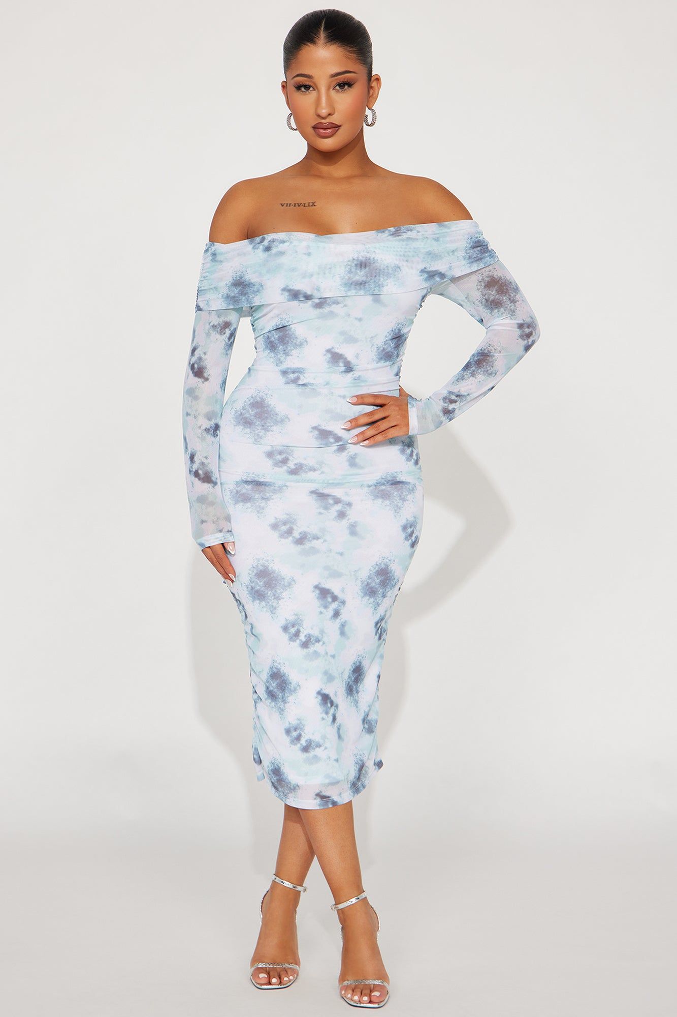 Rio Mesh Midi Dress - Green/combo sold by Fashion Nova