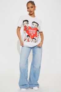 Betty Boop Nobody Can Be Me Tee - Natural/Combo sold by Fashion Nova