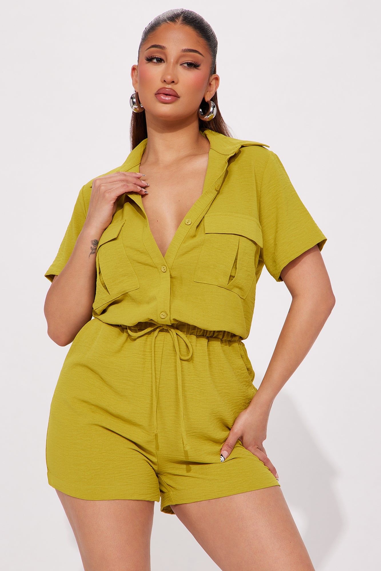 Maisie Romper - Chartreuse sold by Fashion Nova