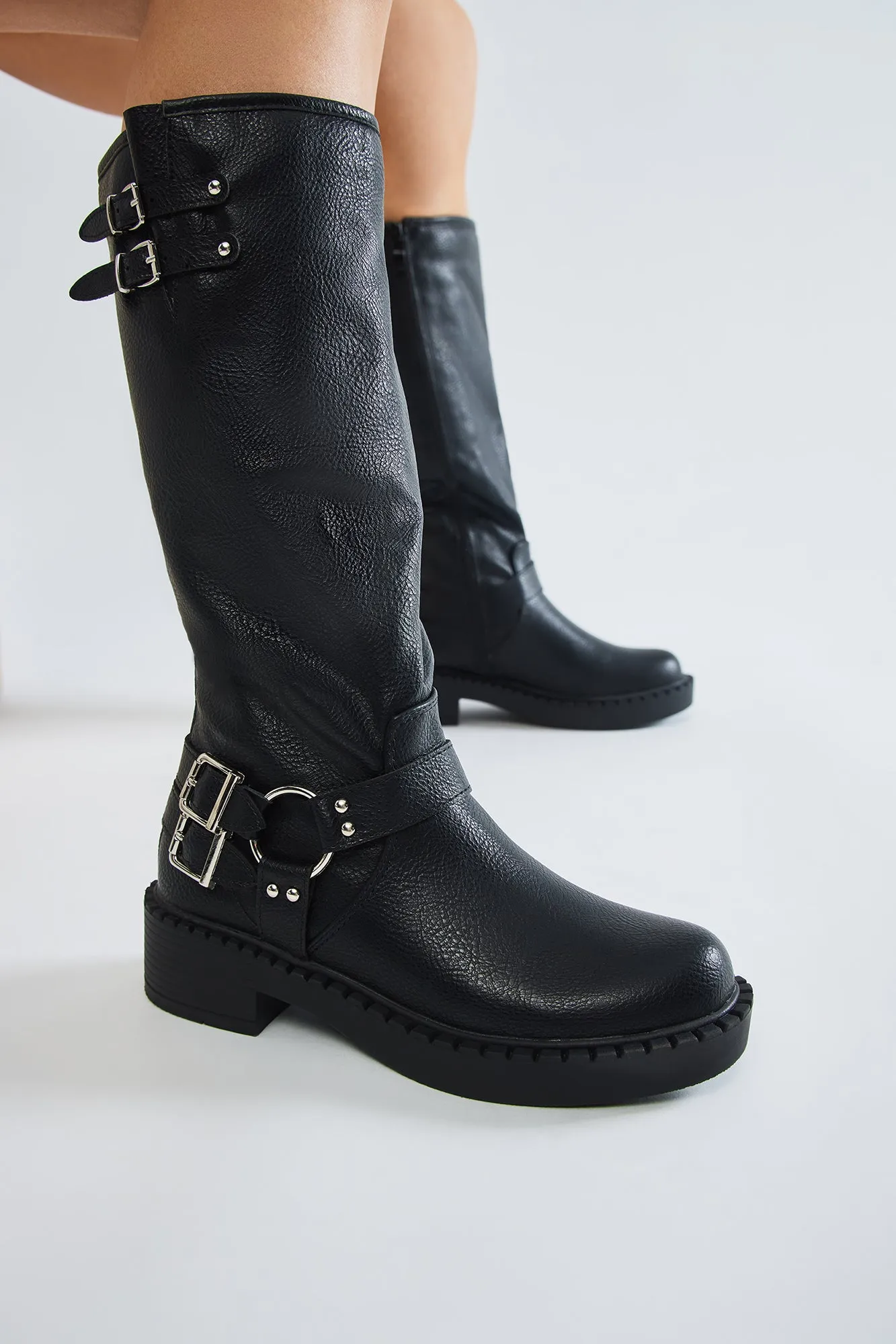 Kyra Buckle Knee High Boots - Black sold by Fashion Nova product image thumbnail 4