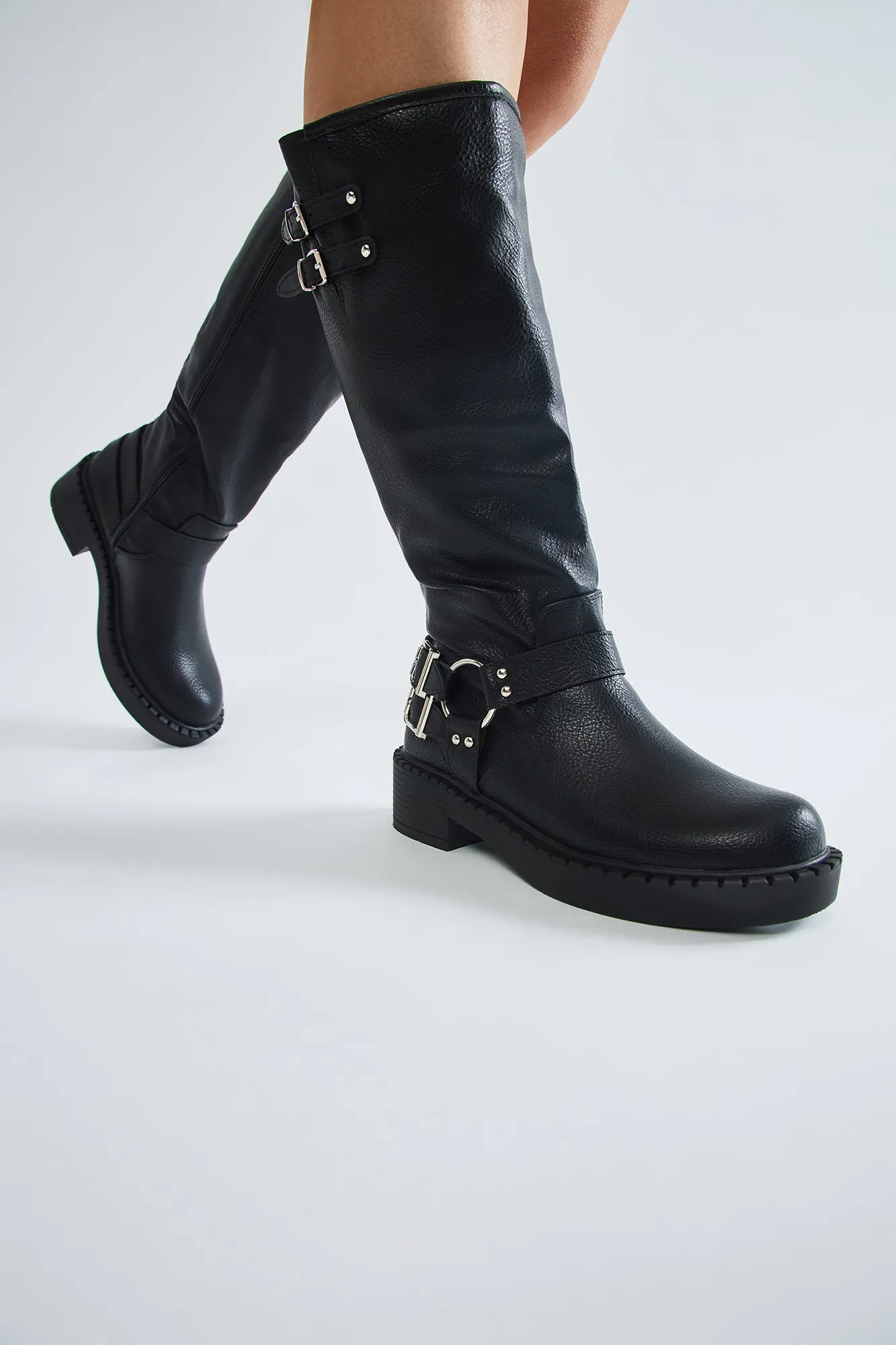 Kyra Buckle Knee High Boots - Black sold by Fashion Nova product image thumbnail 2